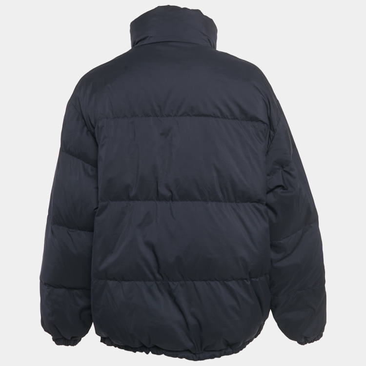 Pre Owned Miu Miu Navy Blue Synthetic Technical Pongé Down Jacket XS