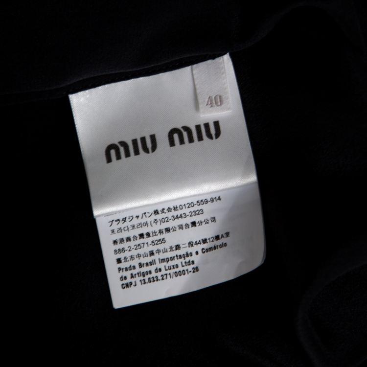 Pre Owned Miu Miu Black Silk Contrast Lace Collar Sleeveless Boxy Blouse S