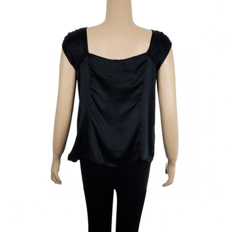 Pre Owned Miu Miu Sleeveless Ruched Top L