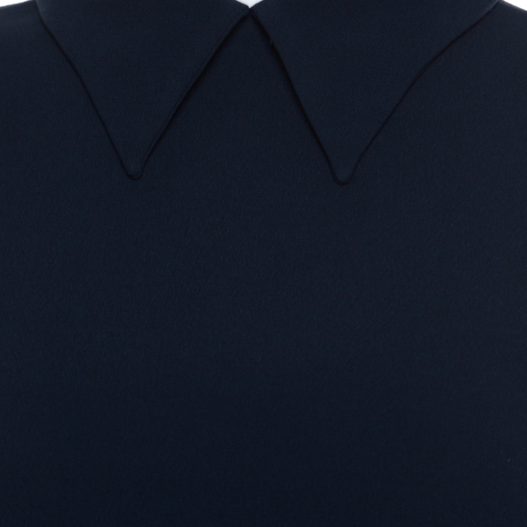 Pre Owned Miu Miu Navy Blue Crepe Long Sleeve Shift Dress S