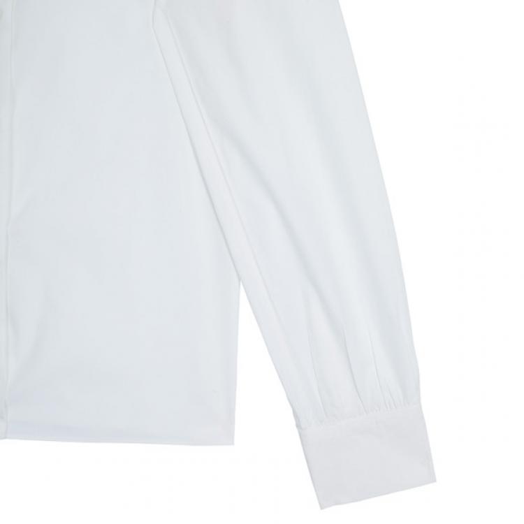 Pre Owned Miu Miu Blue Sequined Collar White Poplin Shirt L