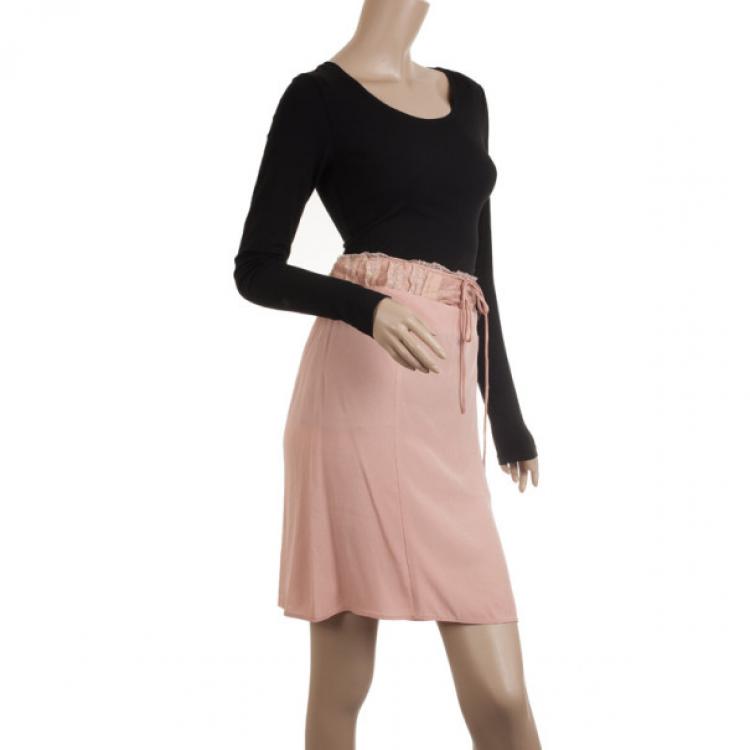 Pre Owned Miu Miu Pink Lace and Wool Skirt S