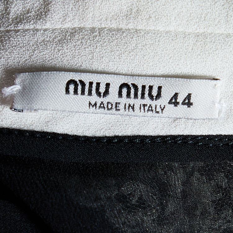 Pre Owned Miu Miu Black Crepe Embellished Collar Detail Sleeveless Shift Dress M