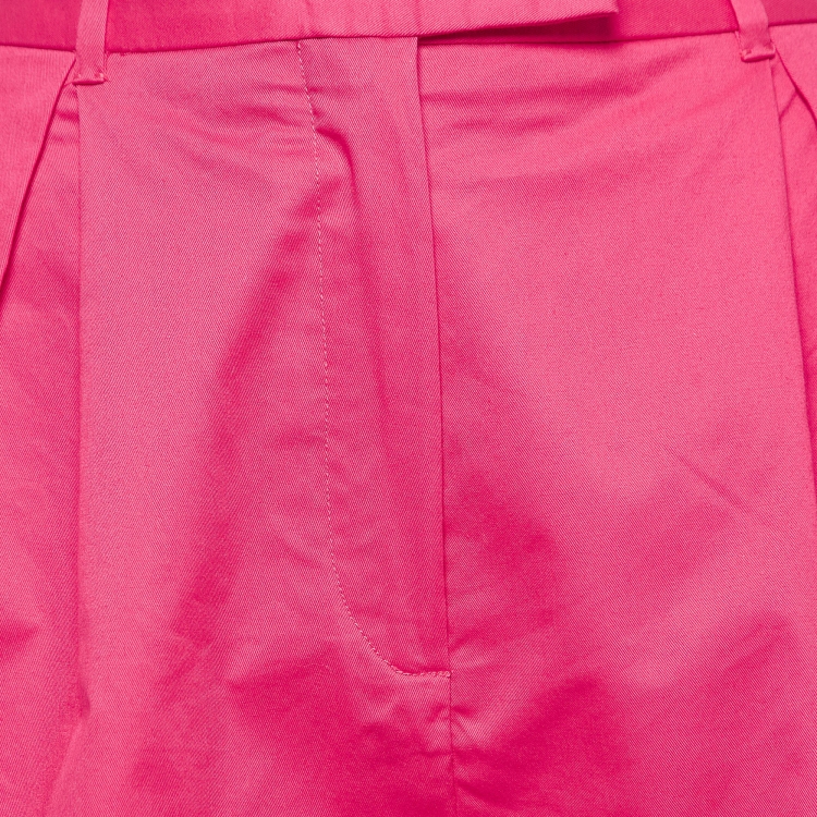 Pre Owned Miu Miu Pink Cotton Pleated Shorts S