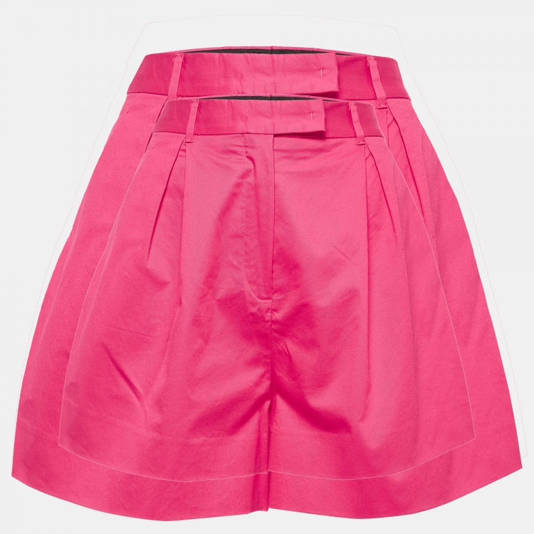 Miu Miu Pink Cotton Pleated Shorts S Miu Miu