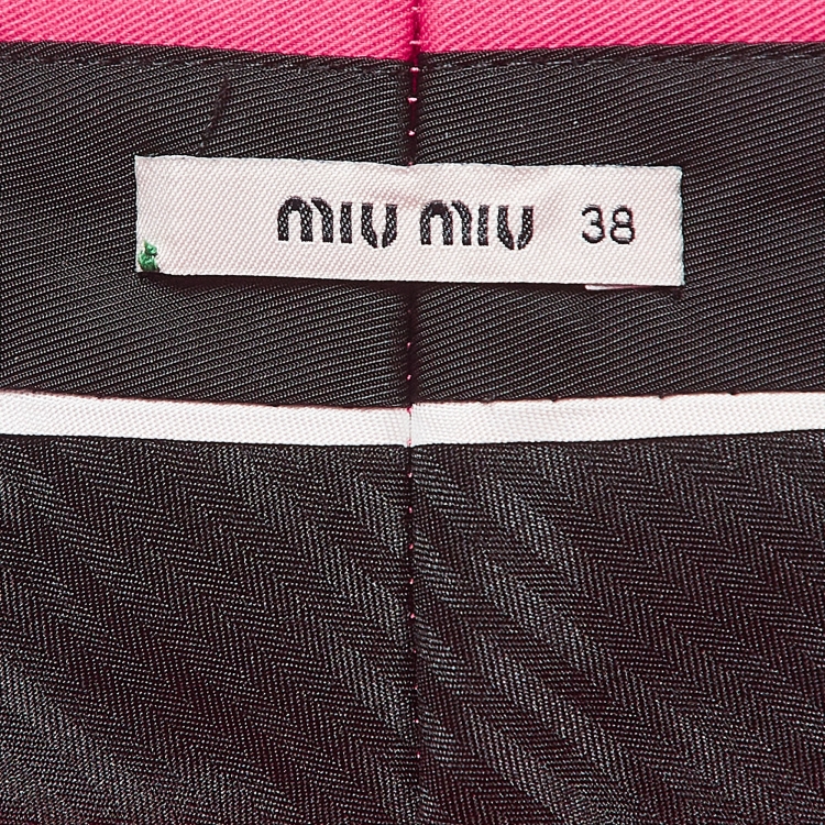 Pre Owned Miu Miu Pink Cotton Pleated Shorts S