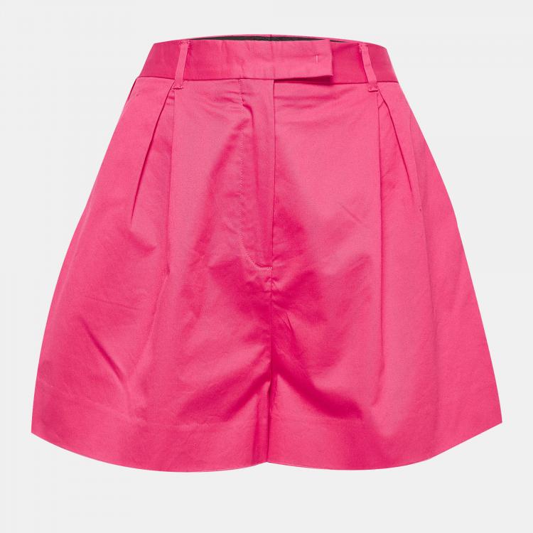 Pre Owned Miu Miu Pink Cotton Pleated Shorts S