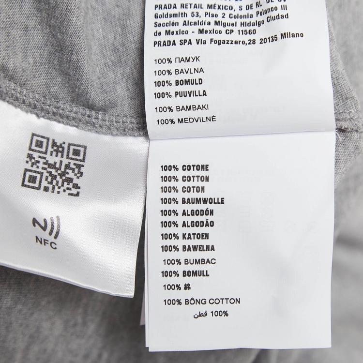 Pre Owned Miu Miu Grey Logo Print Cotton Knotted Crop Top M