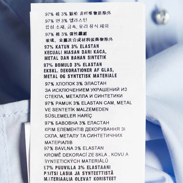 Pre Owned Miu Miu Blue Cotton Cat Appliqued Long Sleeve Shirt S