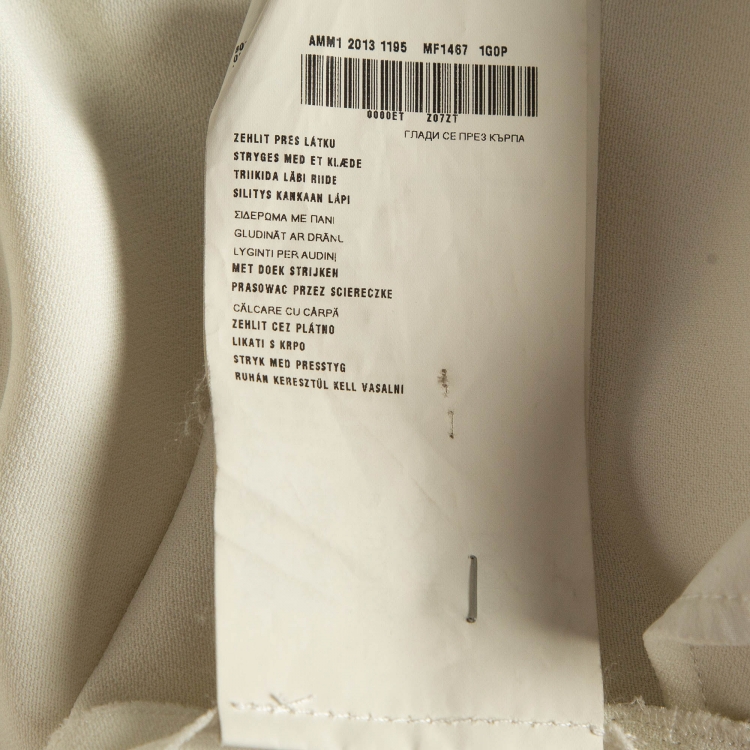Pre Owned Miu Miu Off-White Crepe Draped Mini Dress M