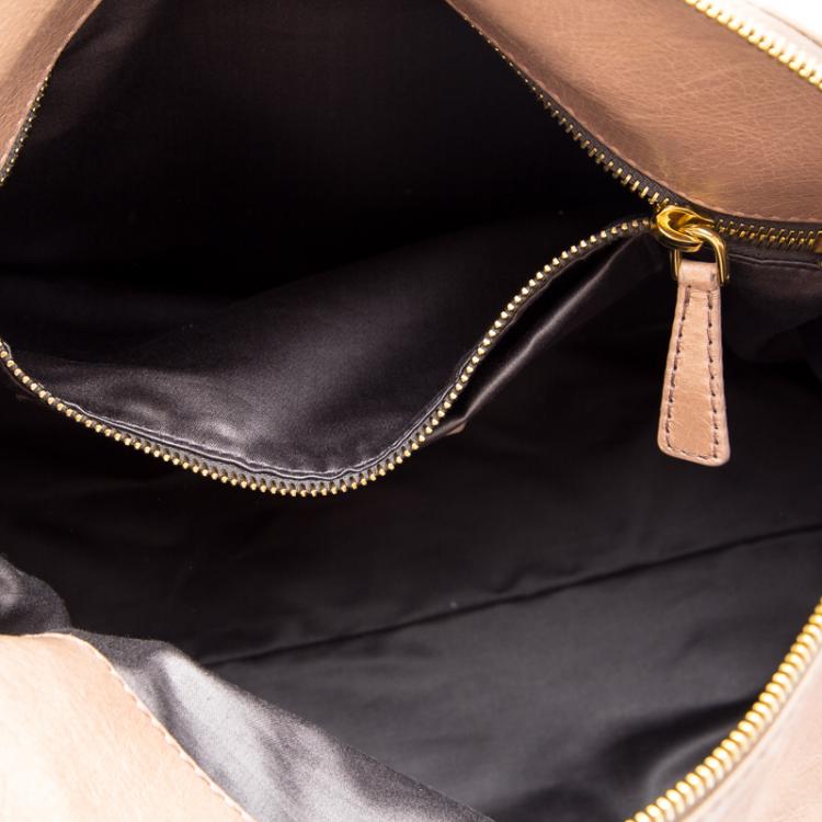 Pre Owned Miu Miu Beige Leather Bow Tote
