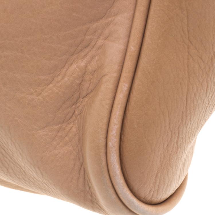 Pre Owned Miu Miu Beige Leather Bow Top Handle Bag