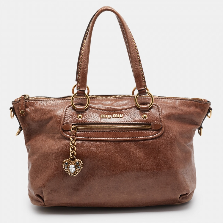 バッグ archive miumiu heart charm leather bag Miu Miu heart charm leather handbag with beige shoulder