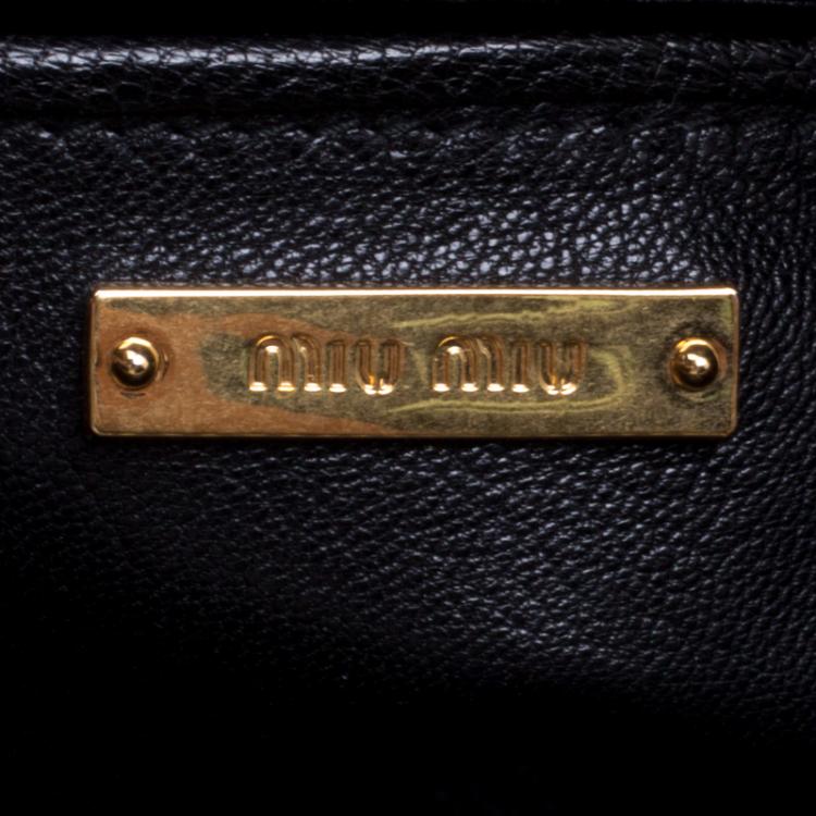 Pre Owned Miu Miu Black Quilted Leather Biker Zip Clutch
