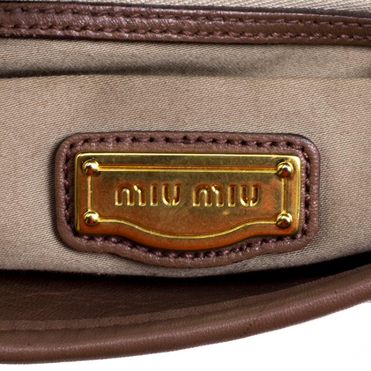 Pre Owned Miu Miu Brown Matelasse Lux Leather Coffer Hobo
