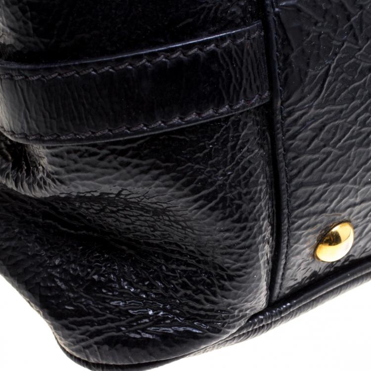 Pre Owned Miu Miu Black Distressed Leather Charm Satchel