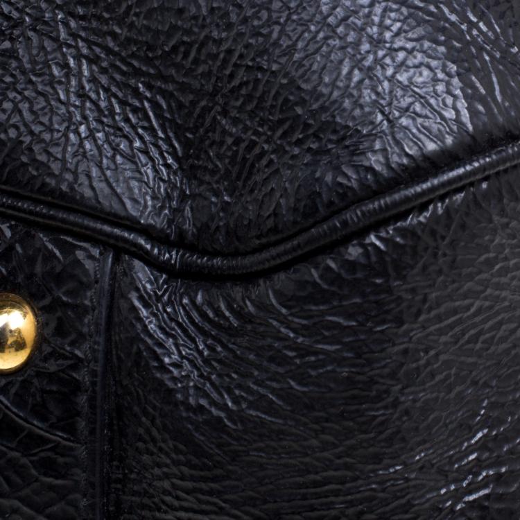 Pre Owned Miu Miu Black Distressed Leather Charm Satchel