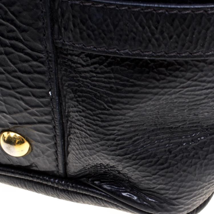 Pre Owned Miu Miu Black Distressed Leather Charm Satchel