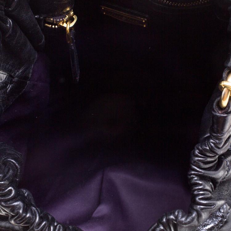 Pre Owned Miu Miu Black Leather Top Handle Hobo