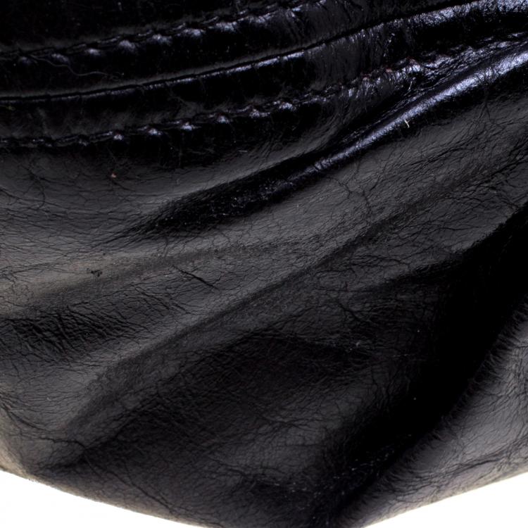 Pre Owned Miu Miu Black Leather Top Handle Hobo