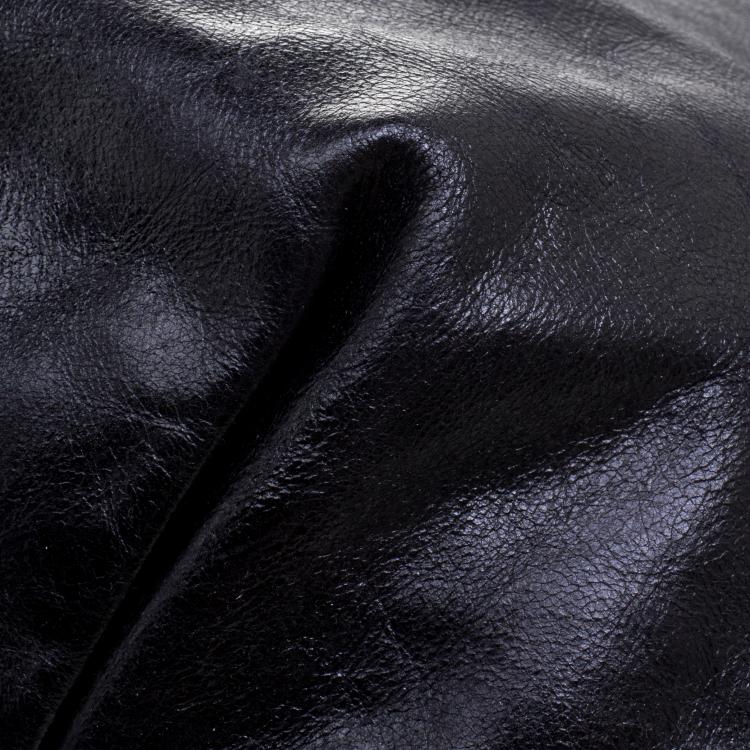 Pre Owned Miu Miu Black Leather Top Handle Hobo