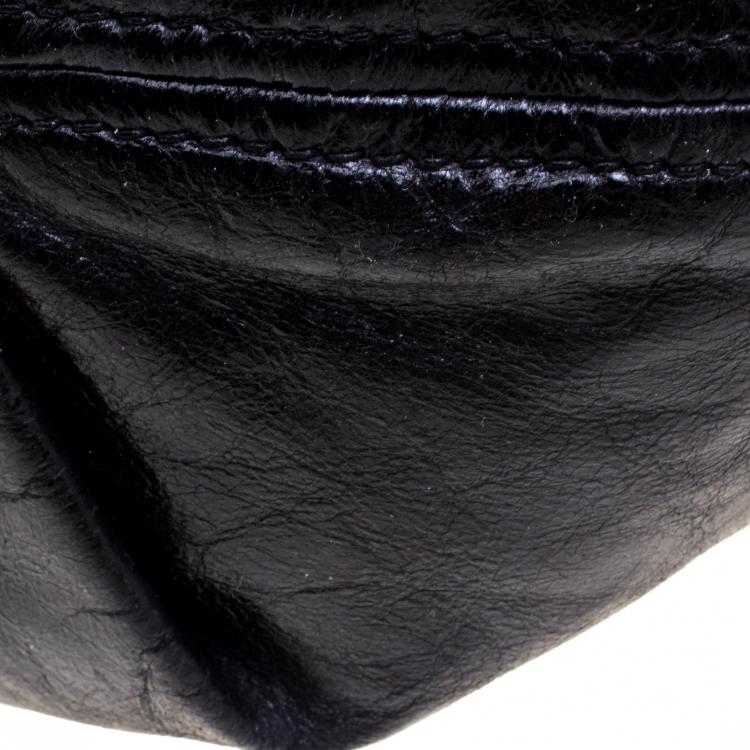 Pre Owned Miu Miu Black Leather Top Handle Hobo