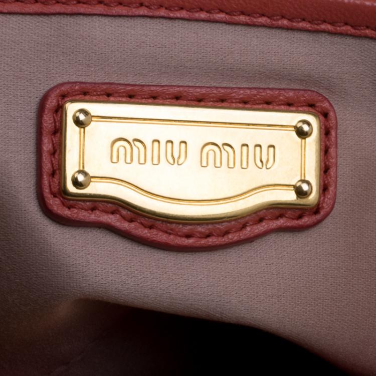 Pre Owned Miu Miu Red Matelasse Leather Shopper Tote
