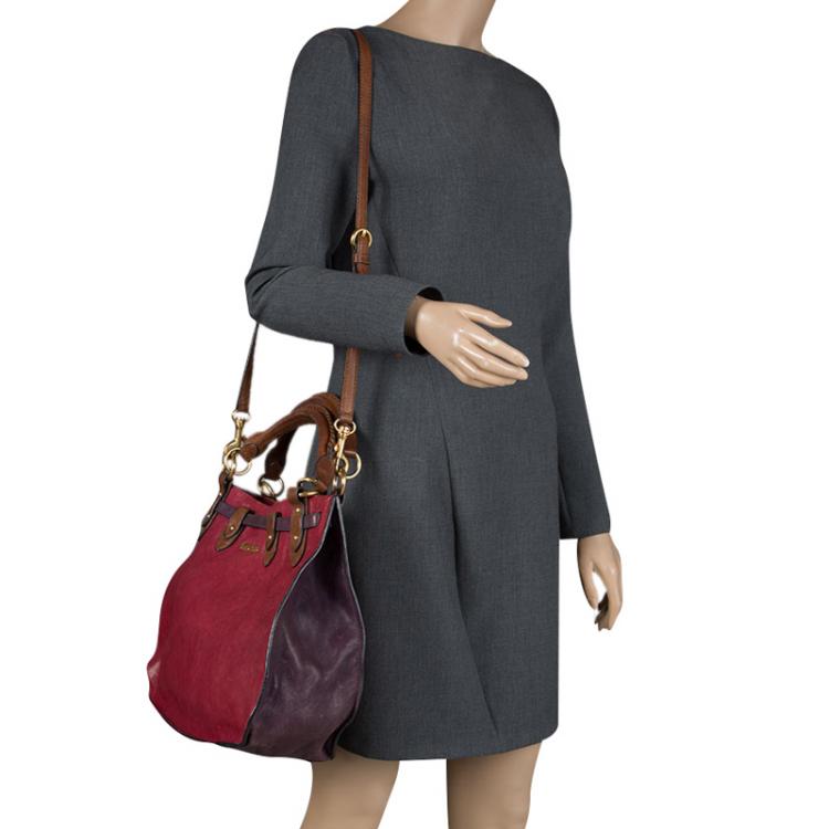 Pre Owned Miu Miu Tri Color Leather Top Handle Bag