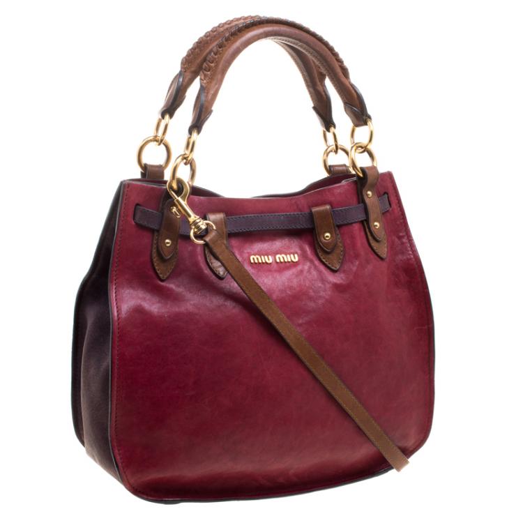 Pre Owned Miu Miu Tri Color Leather Top Handle Bag