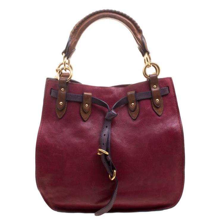 Pre Owned Miu Miu Tri Color Leather Top Handle Bag