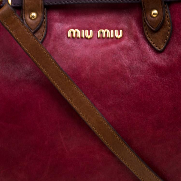 Pre Owned Miu Miu Tri Color Leather Top Handle Bag