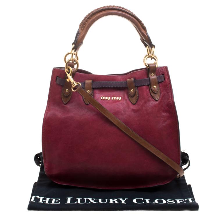 Pre Owned Miu Miu Tri Color Leather Top Handle Bag