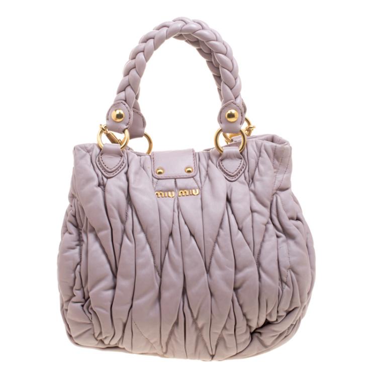 Pre Owned Miu Miu Lilac Matelasse Leather Shoulder Bag