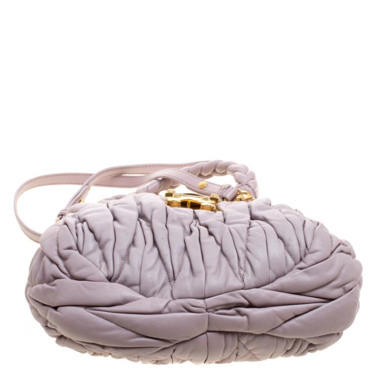 Pre Owned Miu Miu Lilac Matelasse Leather Shoulder Bag
