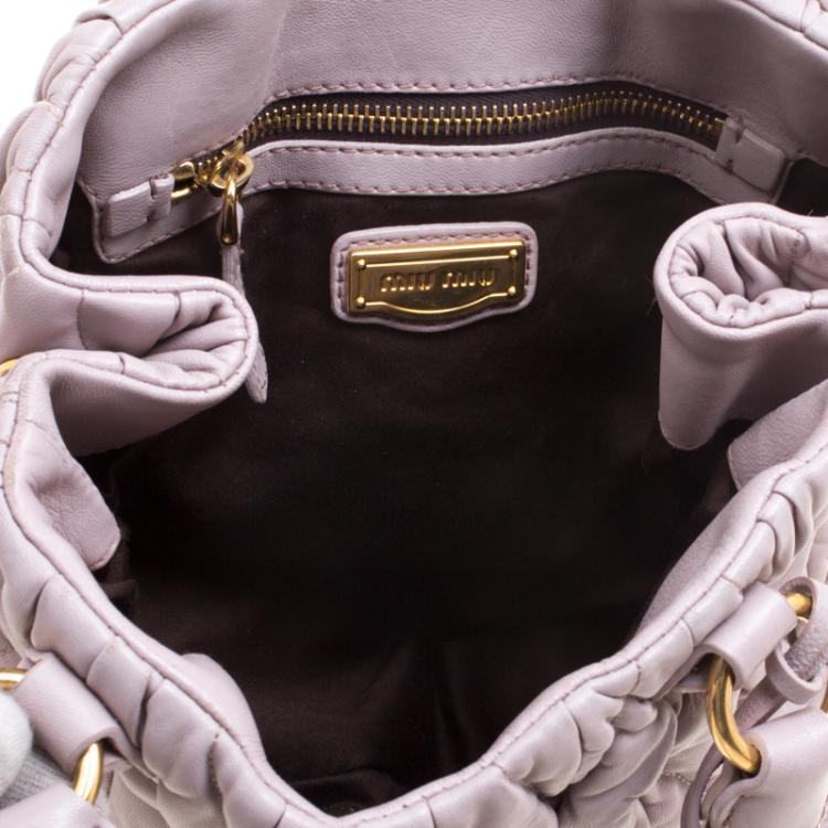 Pre Owned Miu Miu Lilac Matelasse Leather Shoulder Bag