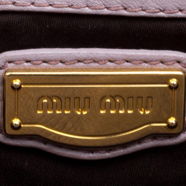 Pre Owned Miu Miu Lilac Matelasse Leather Shoulder Bag