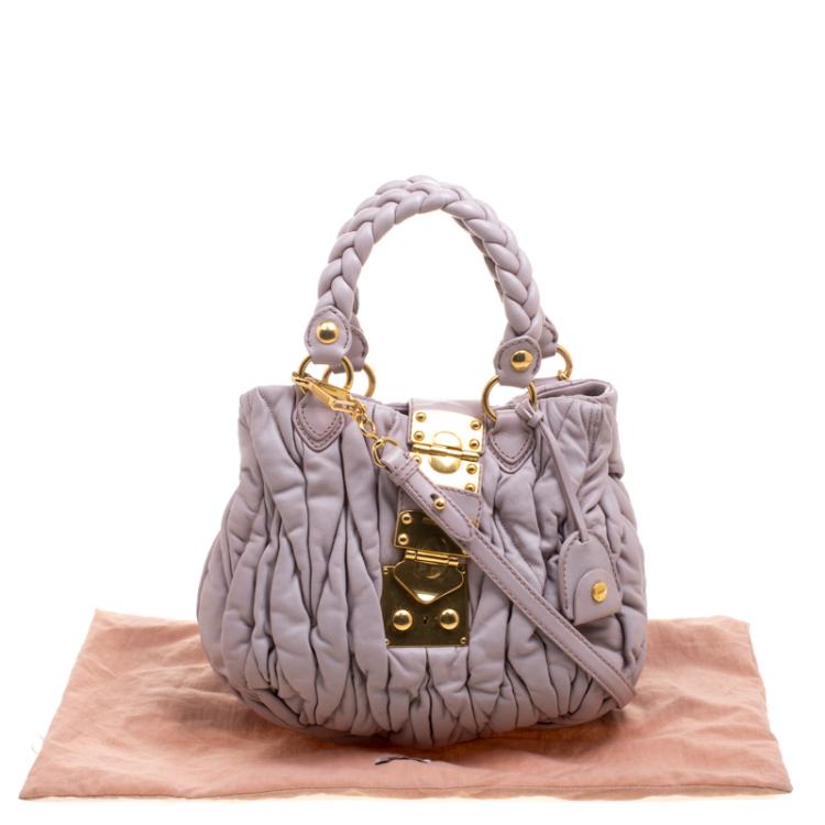 Pre Owned Miu Miu Lilac Matelasse Leather Shoulder Bag