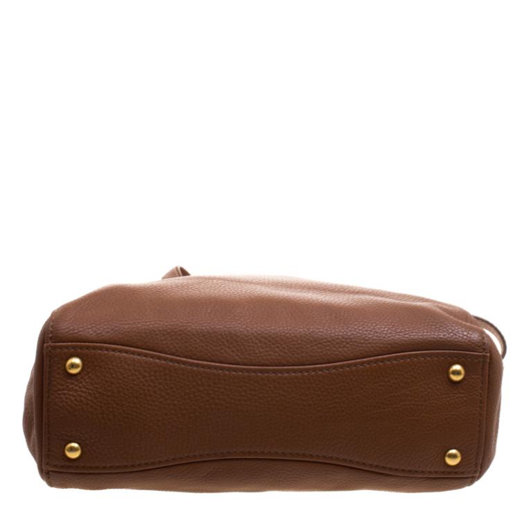 Pre Owned Miu Miu Brown Pebbled Leather Double Zip Convertible Tote