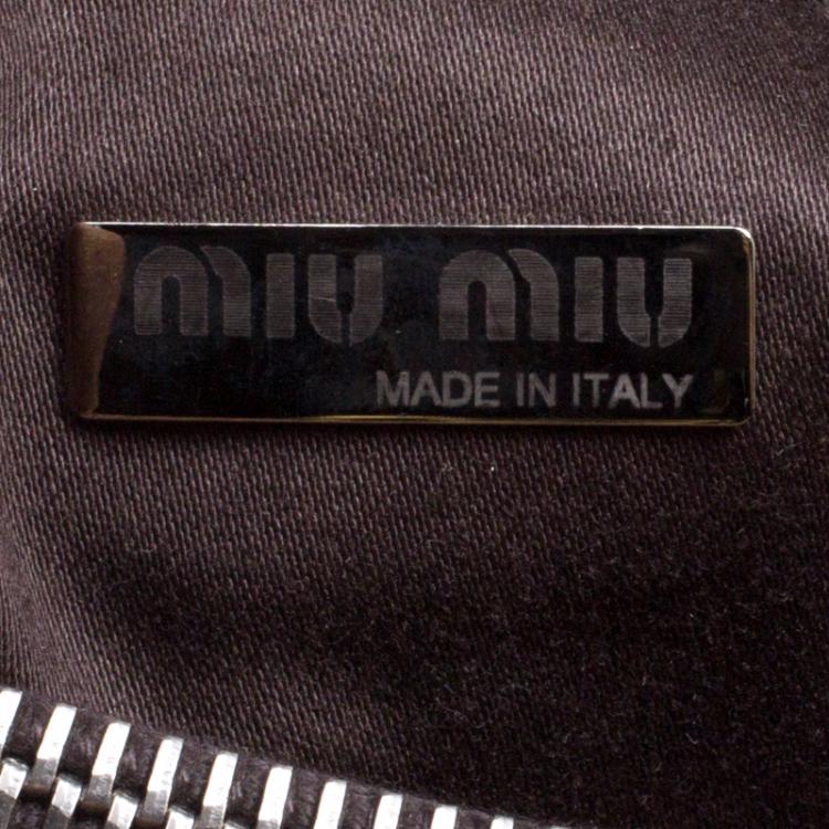 Pre Owned Miu Miu Beige Croc Horn Embossed Leather Tote