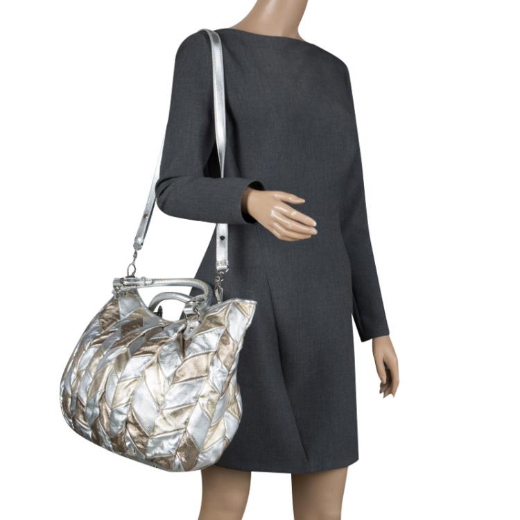 Pre Owned Miu Miu Metallic Multicolor Patchwork Leather Tote