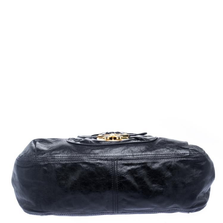 Pre Owned Miu Miu Black Leather Shoulder Bag
