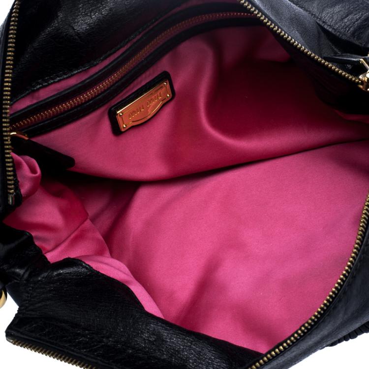 Pre Owned Miu Miu Black Leather Shoulder Bag