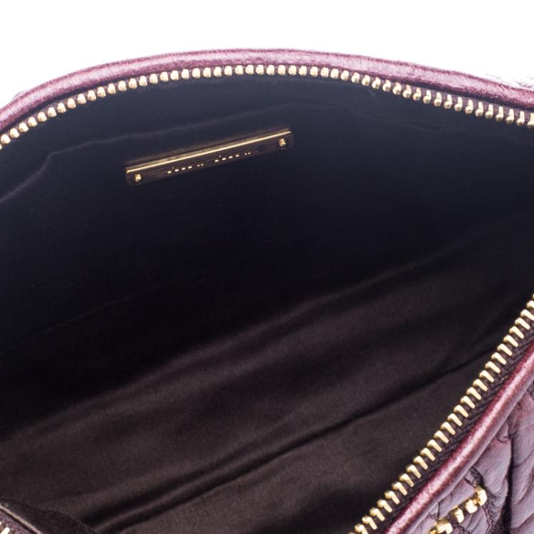 Pre Owned Miu Miu Burgundy Matelasse Vitello Lux Leather Shoulder Bag