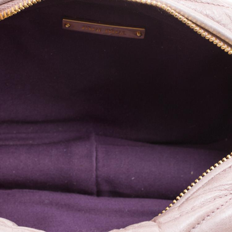 Pre Owned Miu Miu Biege Matelasse Nappa Leather Mini Zipper Shoulder Bag