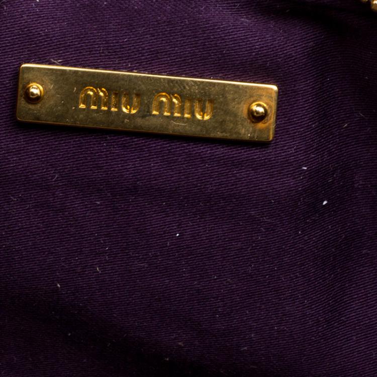 Pre Owned Miu Miu Biege Matelasse Nappa Leather Mini Zipper Shoulder Bag