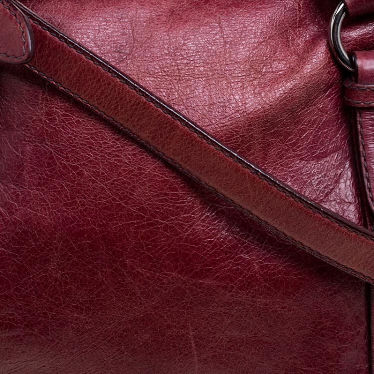 Pre Owned Miu Miu Burgundy Leather Bow Tote