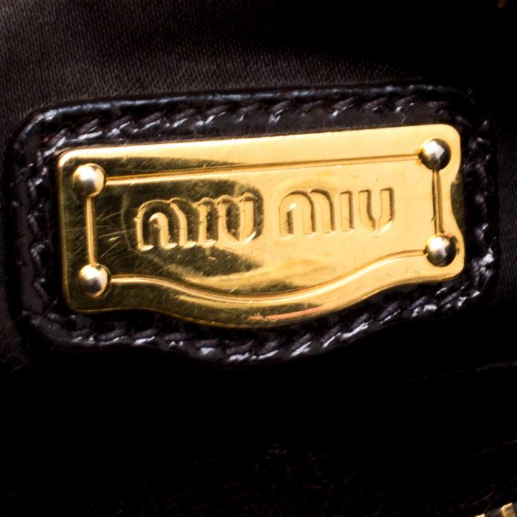 Pre Owned Miu Miu Brown Croc Embossed Leather Triple Zip Satchel