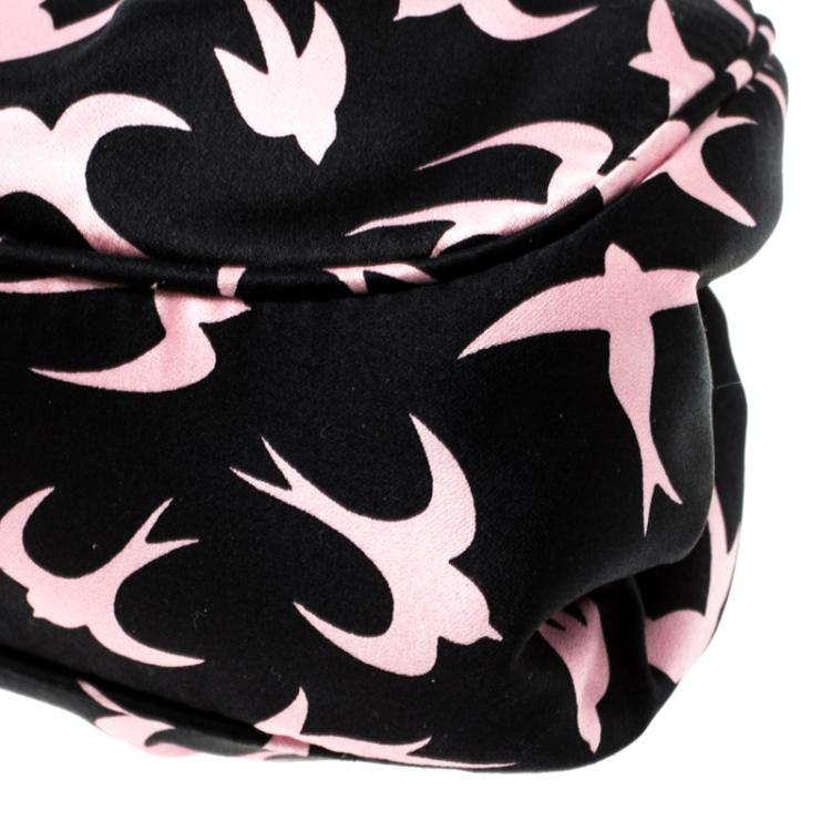 Pre Owned Miu Miu Black Satin Duchesse Swallow Clutch