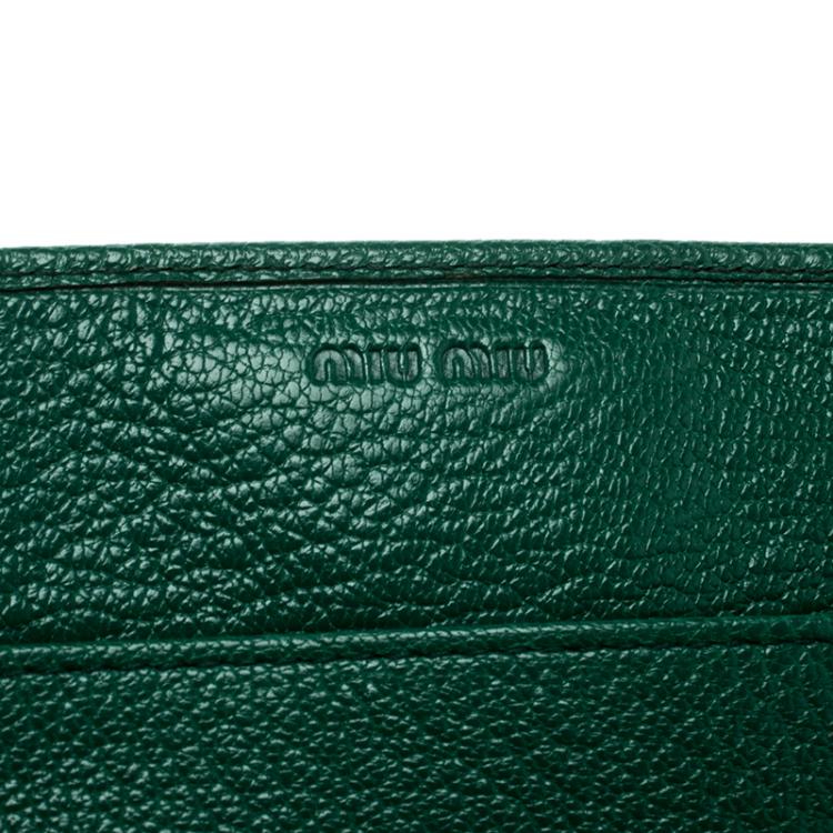 Pre Owned Miu Miu Green Leather Continental Wallet