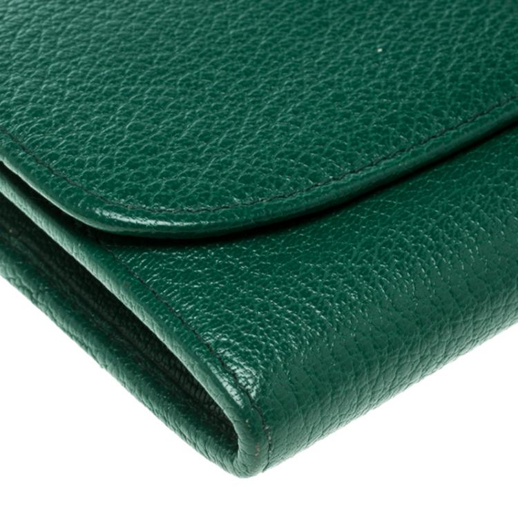 Pre Owned Miu Miu Green Leather Continental Wallet
